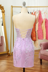 Purple Lace Tight Short Hoco Dress outfits, Homecoming Dresses Simples