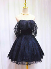 Blue Lace Off Shoulder Short Party Dress, Blue Corset Homecoming Dress Party Dresses outfit, Homecoming Dresses Black Girl