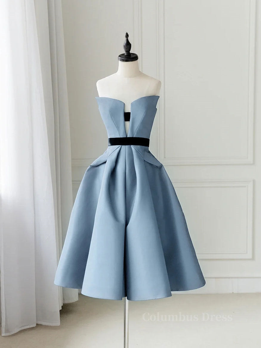 Blue satin short Corset Prom dress, blue Corset Homecoming dress outfit, Prom Dresses Spring