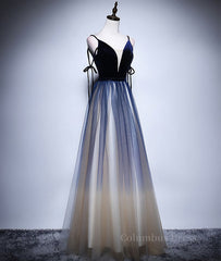 Dark blue tulle long Corset Prom dress, blue evening dress outfit, Evening Dress 1923S