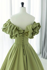 Green Satin Long Corset Prom Dress, Green A-Line Evening Dress outfit, Tights Dress Outfit