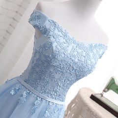 Light Blue Party Dress, Charming Blue Corset Bridesmaid Dress , Party Dress Outfits, Prom Dresses Unique