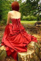 A-line Sweetheart Floor Length Charmuse Bow Backless Prom Dress