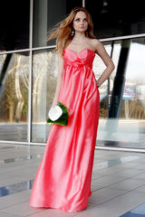 A-line Sweetheart Floor Length Charmuse Sleeveless Backless Prom Dress