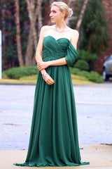 A-line Sweetheart Floor Length Chiffon Lace Backless Prom Dress