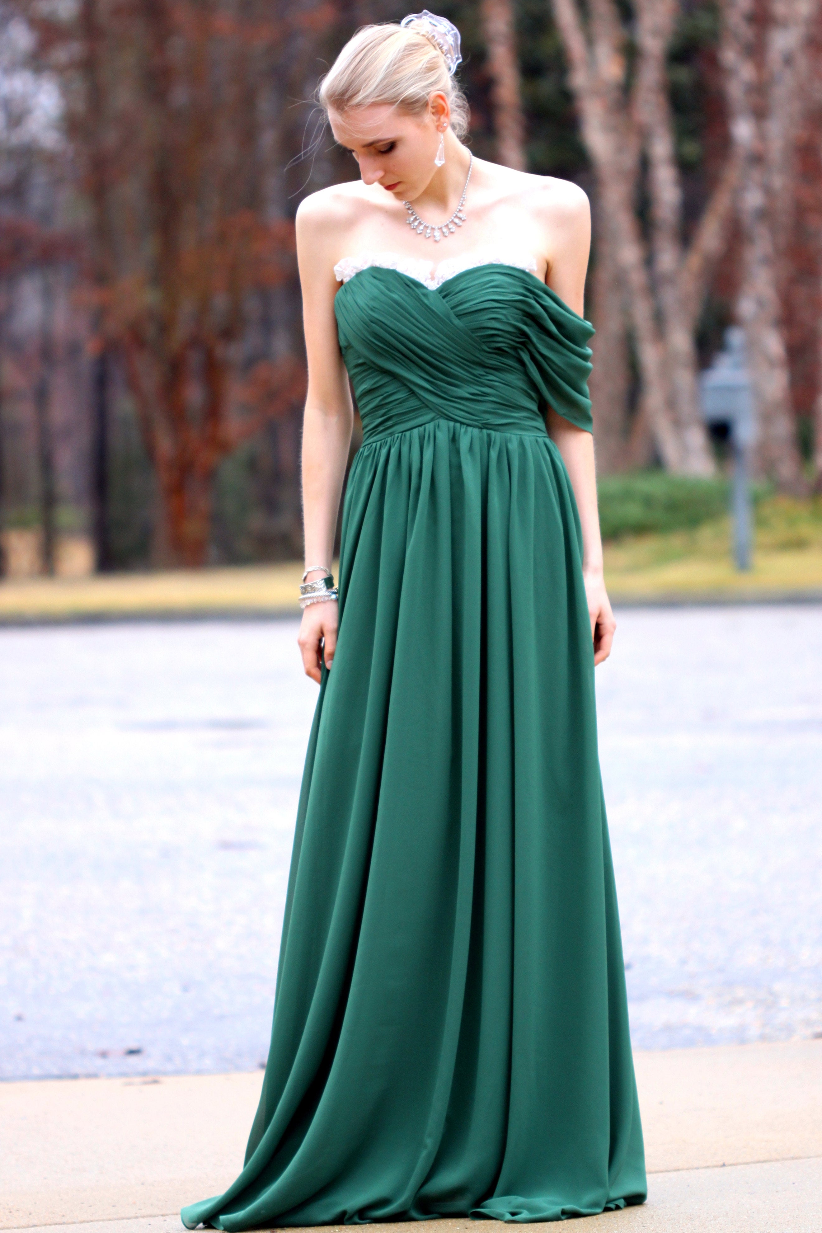 A-line Sweetheart Floor Length Chiffon Lace Backless Prom Dress