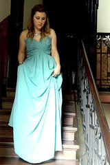 A-line Sweetheart Floor Length Chiffon Sleeveless Prom Dress