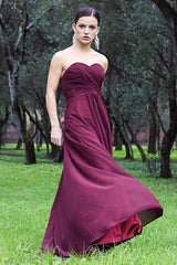 A-line Sweetheart Floor Length Tulle Chiffon Prom Dress
