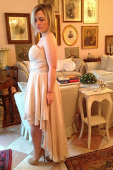 A-line Sweetheart Hi-low Length Chiffon Rhinestone Prom Dress