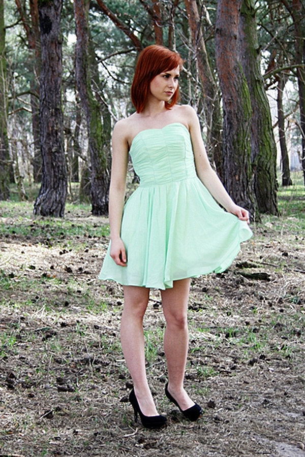 A-line Sweetheart Knee Length Chiffon Sleeveless Prom Dress