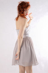 A-line Sweetheart Knee Length Tulle Paillette Sleeveless Prom Dress