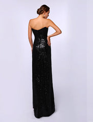 Amazing Celebrity Dresses Sheath Black Sequined Sweetheart Neck Evening Dress Inspired By Rosario Dawson At Oscar