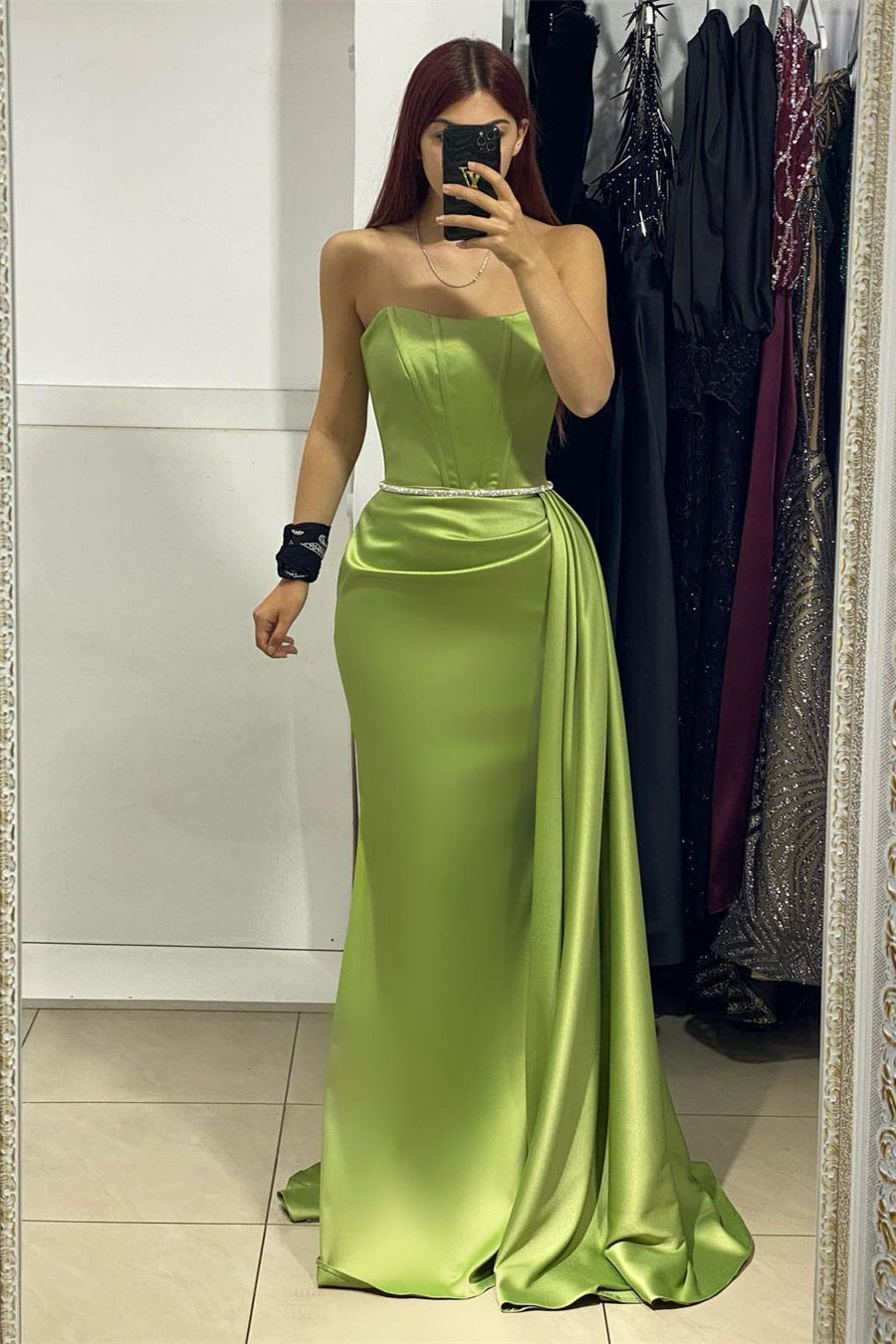 Amazing Long Strapless Sleeveless Satin Mermaid Evening Prom Dresses