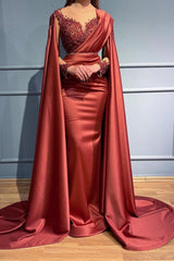 Amazing Red Mermaid Prom Dress V-Neck Long On Sale