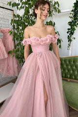 Ball Gown Strapless High Split Sequined Flower Floor-length Vintage Prom Dress