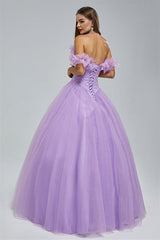 Ball Gown Strapless Tulle Sequined Beaded Floor-length Sleeveless Open Back Prom Dress