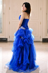 Ball Gown Sweetheart Floor Length Organza Beading Prom Dress