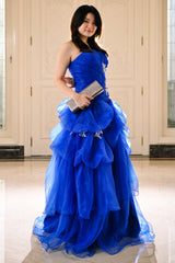 Ball Gown Sweetheart Floor Length Organza Beading Prom Dress