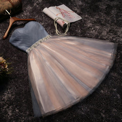 Ball Gown Sweetheart Knee Length Tulle Beading Homecoming Dress