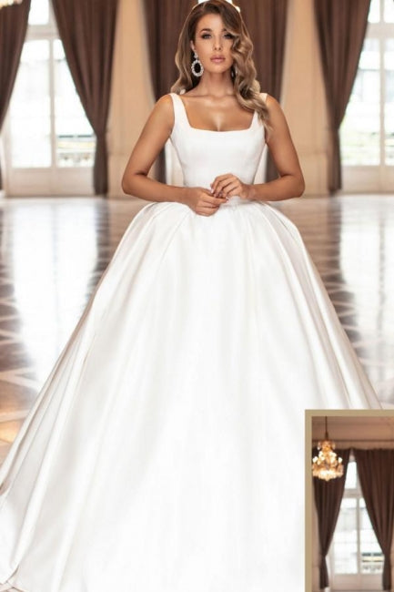 Chic Chic Modern White Satin Wedding Gowns Sleeveless