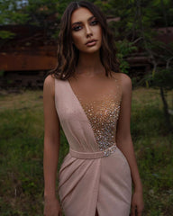 Beautiful Beadings Sleeveless Long Prom Dress With Split