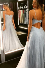Charming Backless Dress Tulle Floor Length Prom Dresses Long Evening Gowns