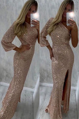 Charming Chic One Shoulder Mermaid Sequins Prom Party GownsEveing Party Dress