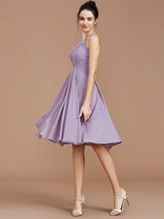 Charming Halter Sleeveless Ruched Short/Mini Chiffon Bridesmaid Dresses