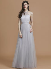 Charming Halter Sleeveless Ruffles Tulle Bridesmaid Dresses