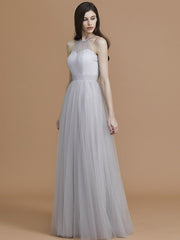 Charming Halter Sleeveless Ruffles Tulle Bridesmaid Dresses