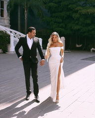 Charming Long Off-the-Shoulder Wedding Dress Slit Online