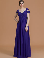 Charming Off-the-Shoulder Sleeveless Ruched Chiffon Bridesmaid Dresses