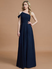 Charming One Shoulder Chiffon Sleeveless Bridesmaid Dresses