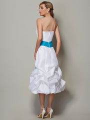Charming Strapless Sleeveless Short Taffeta Bridesmaid Dresses