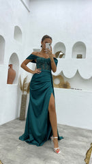 Chic Off-the-Shoulder Sleeveless Mermaid Prom Dresses Long Slit Online