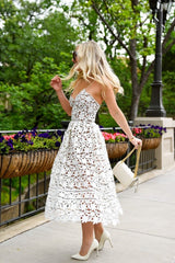 Chic White Spaghetti Strap Princess Summer Homecoming Dresses