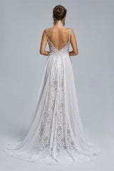 Chiffon A-line V-neck Applique Floor-length Sleeveless Backless Wedding Dress Cover