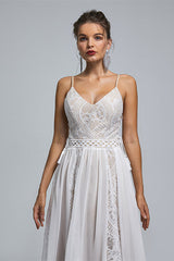 Chiffon A-line V-neck Applique Floor-length Sleeveless Backless Wedding Dress Cover