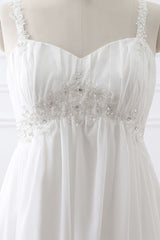 Classic Fabulous A line Chiffon Wedding Dresses Straps Appliques Lace Up Bridal Gowns
