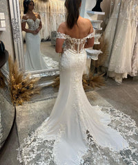 Classic Sweetheart Sleeveless Off-the-Shoulder Mermaid Lace Wedding Dress