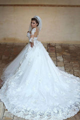 Classic White Sweetheart Long Sleevess Tulle Ball Gown Wedding Dress