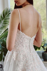 Classy Garden Spaghetti Straps A-Line Lace Wedding Dresses