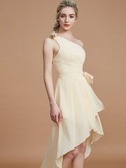 Classy Sleeveless One Shoulders Layers Asymmetrical Chiffon Bridesmaid Dresses