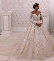 Designer Off theshoulder Lace Princess White wedding dress