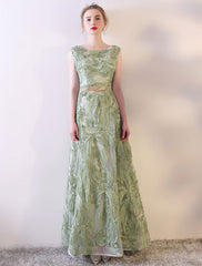 Eleagnt Evening Dresses Long Sage Green Embossment Fabric Texture Sleeveless A Line Floor Length With Sash Wedding Guest Dress