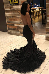 Elegant Black Mermaid Halter Sleeveless Open Back Applique Prom Dresses