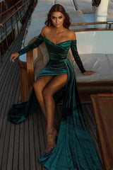 Elegant Dark Green Sweetheart High Split Mermaid Prom Dress