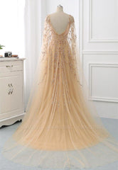 Elegant Jewel Long Sleevess Ruffle Prom Dresses with Beadings On Sale