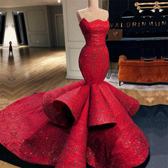 Elegant Mermaid Strapless Sleeveless Floor-Length Prom Party Gowns