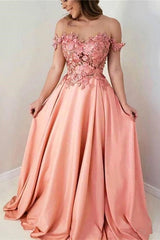 Elegant Off the shoulder A-line Sweetheart Princess Long Prom Dresses